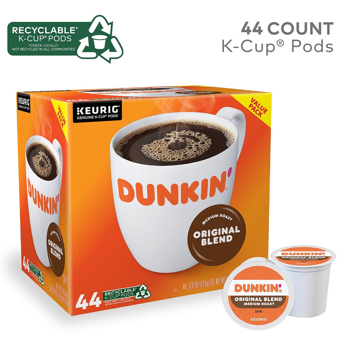 Dunkin Donuts Original Flavor Coffee K-Cups For Keurig K Cup Brewers (16 Count)
