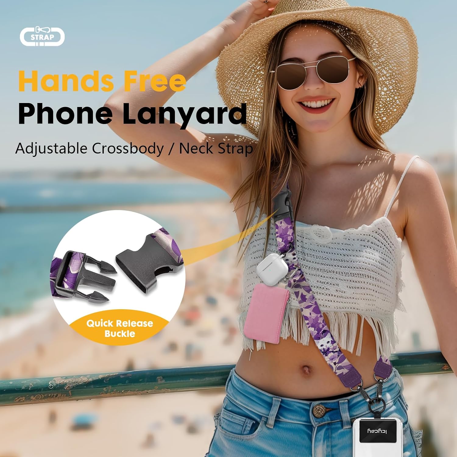 Icycay Phone Lanyard Crossbody Strap Neck Adjustable Teacher Women Cat