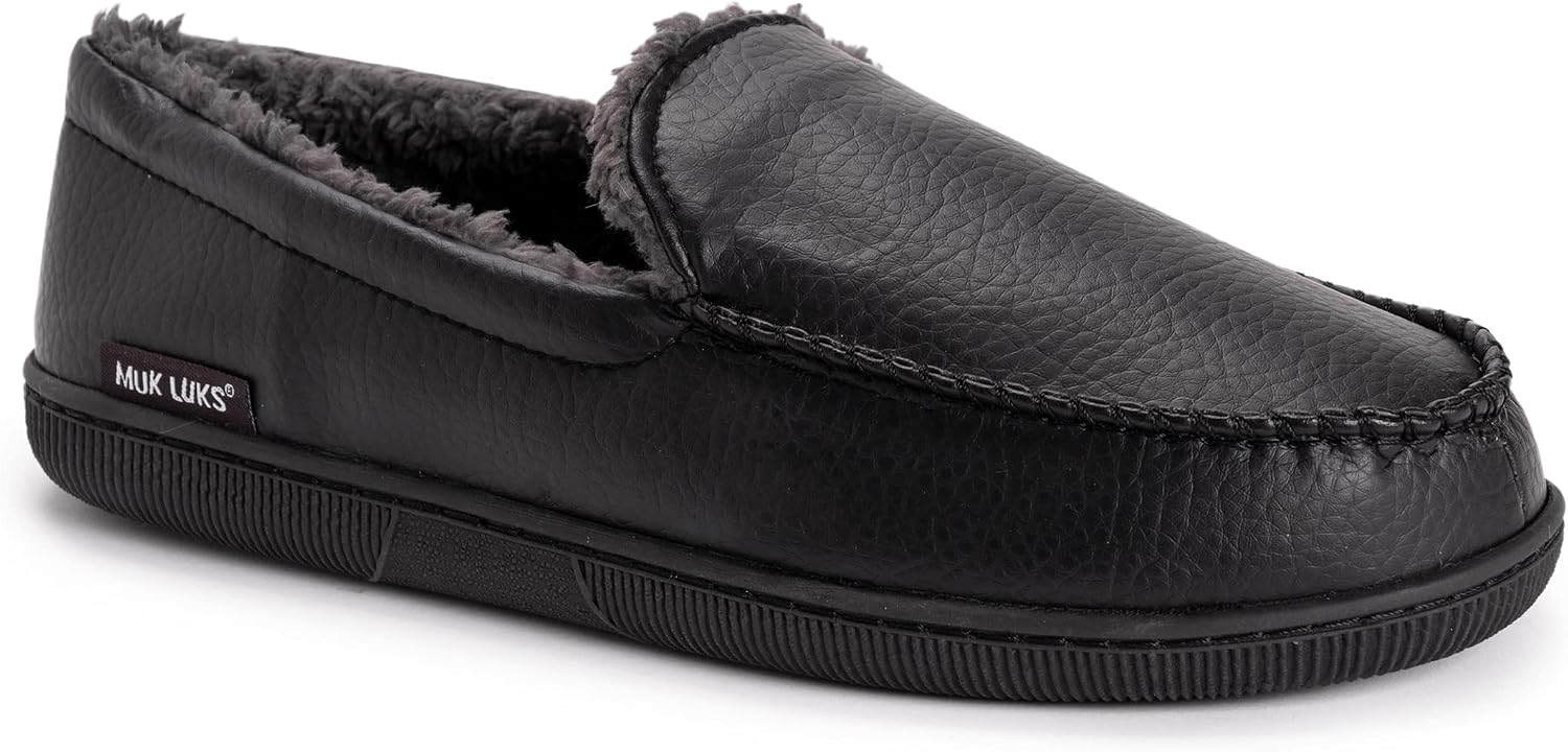 Muk Luks Men's Moccasin-Black Slip-On Loafer