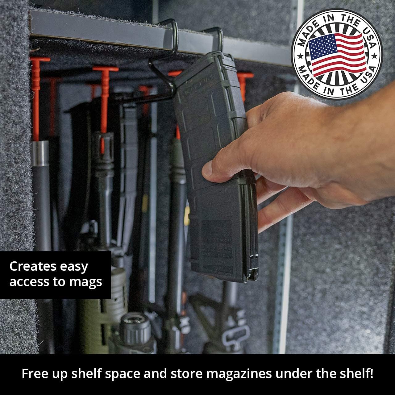 Magminder Undershelf Magazine Rack - Stores AR, AK, PMAG, and Double Stack Magazines with baseplates - reimagine Your Gun Safe Products!