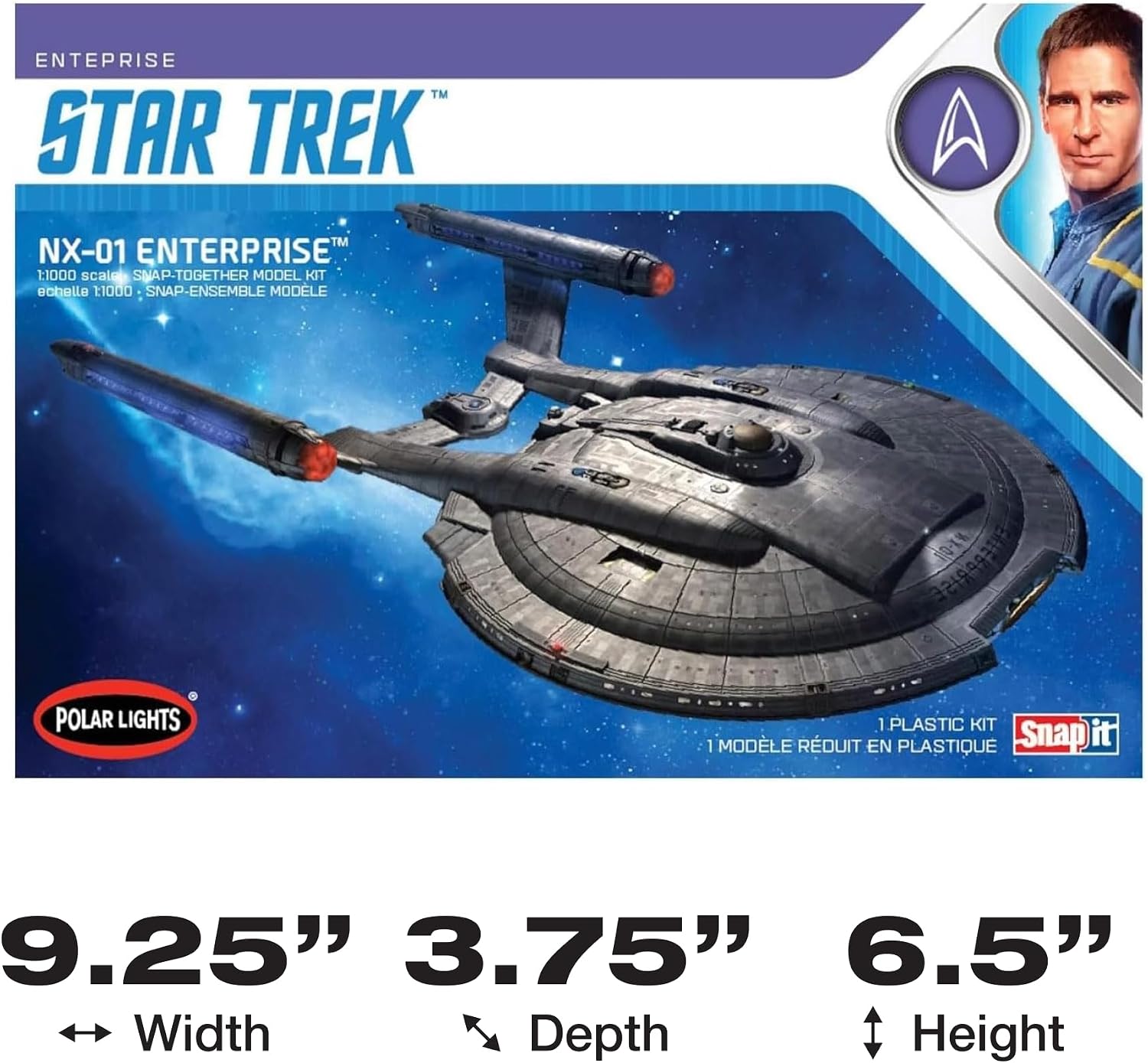 Polar Lights Star Trek NX-01 Enterprise (Snap) 2T 1:1000 Scale Model Kit
