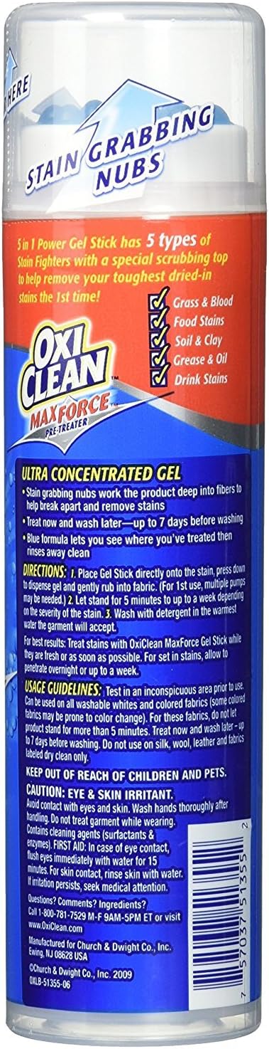 OxiClean MaxForce Gel Stick, Pack of 1, 6.2 ounce