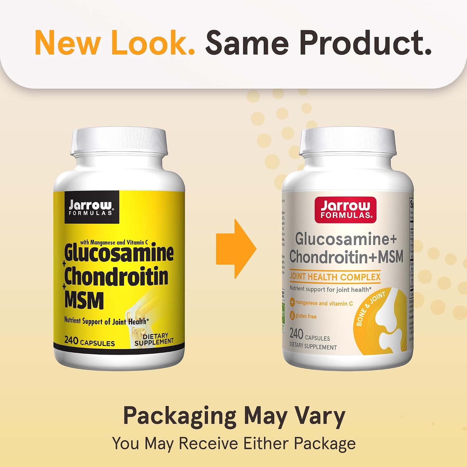 Jarrow Glucosamine, Chondroitin, and MSM, 120 Capsules | Joint Support Supplement With Vitamin C And Manganese, Bone & Joint Health, 120 Capsules, 30 Day Supply