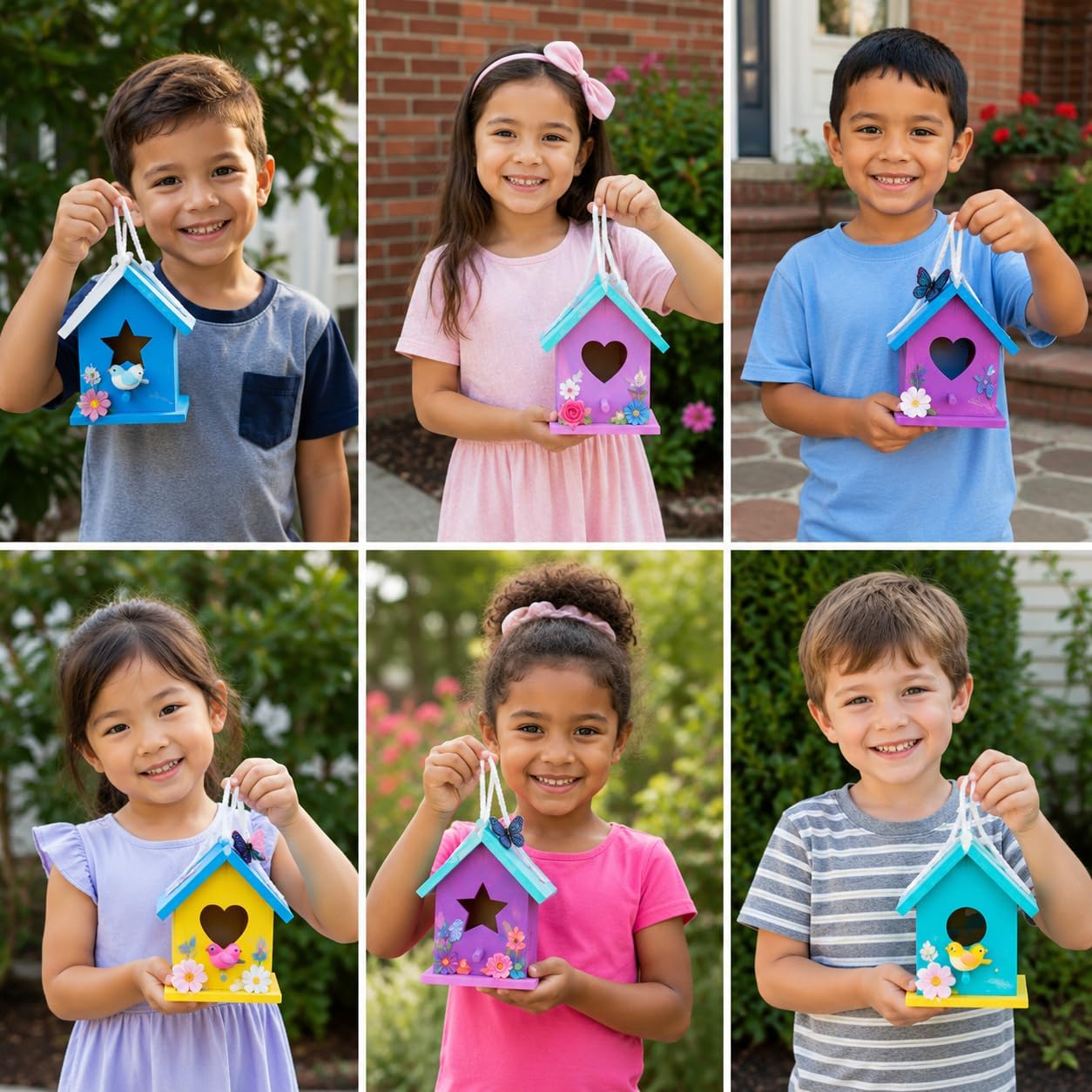 12 Pack DIY Bird House Kits for Kids to Paint, Unfinished Wooden Birdhouse | Bulk Birdhouses for Adults, Fully Assembled Ready to Decorate