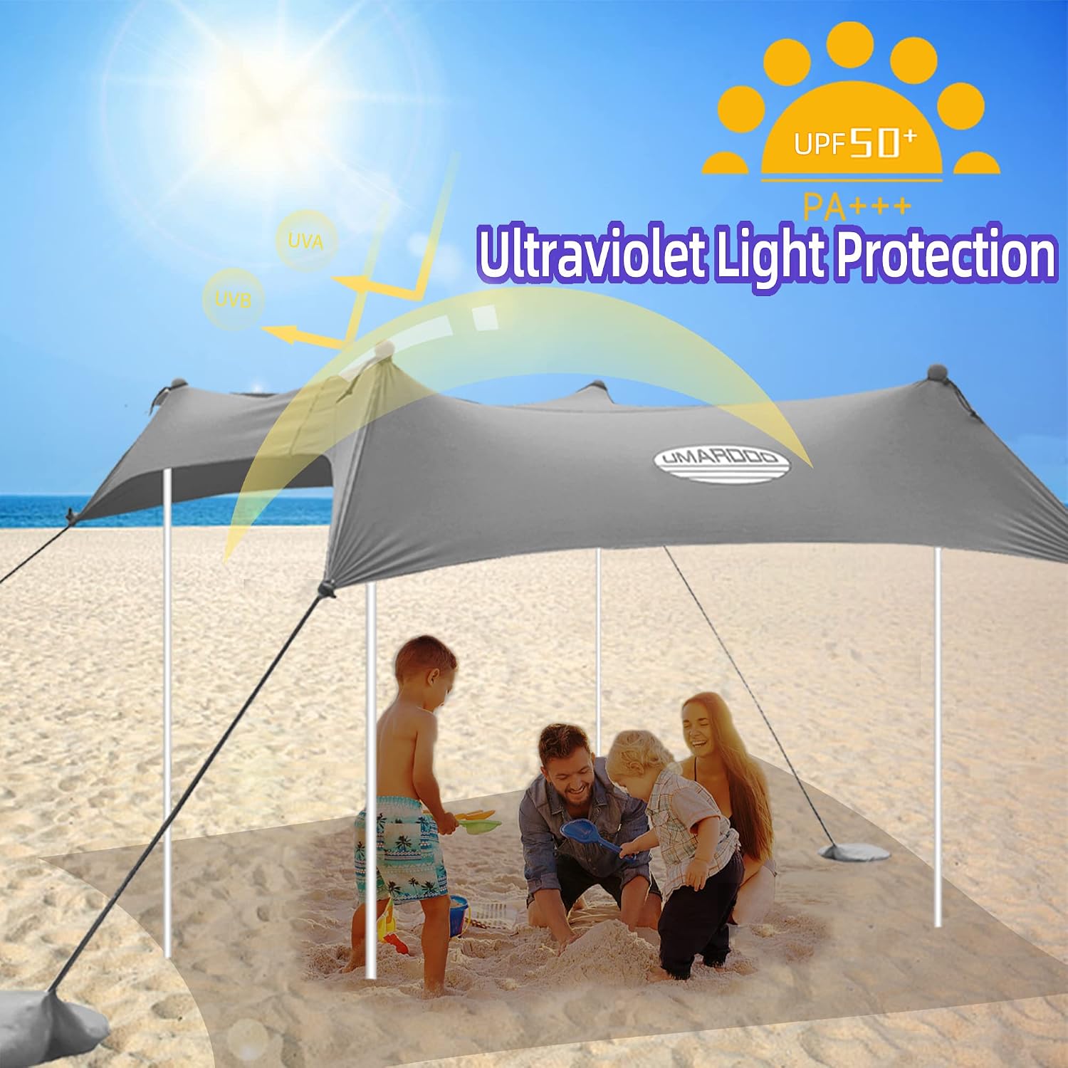 UMARDOO Family Beach Tent Canopy Sun Shade Portable 10×10FT