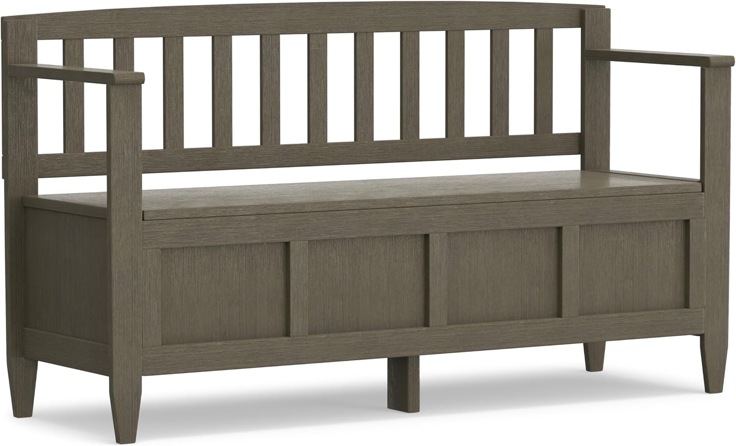 SIMPLIHOME Connaught 30" Wide Solid Wood Storage Bench in Chestnut Brown | Contemporary entryway bench with lift-up lid and hidden storage; mudroom, hallway, foyer, or shoe bench.