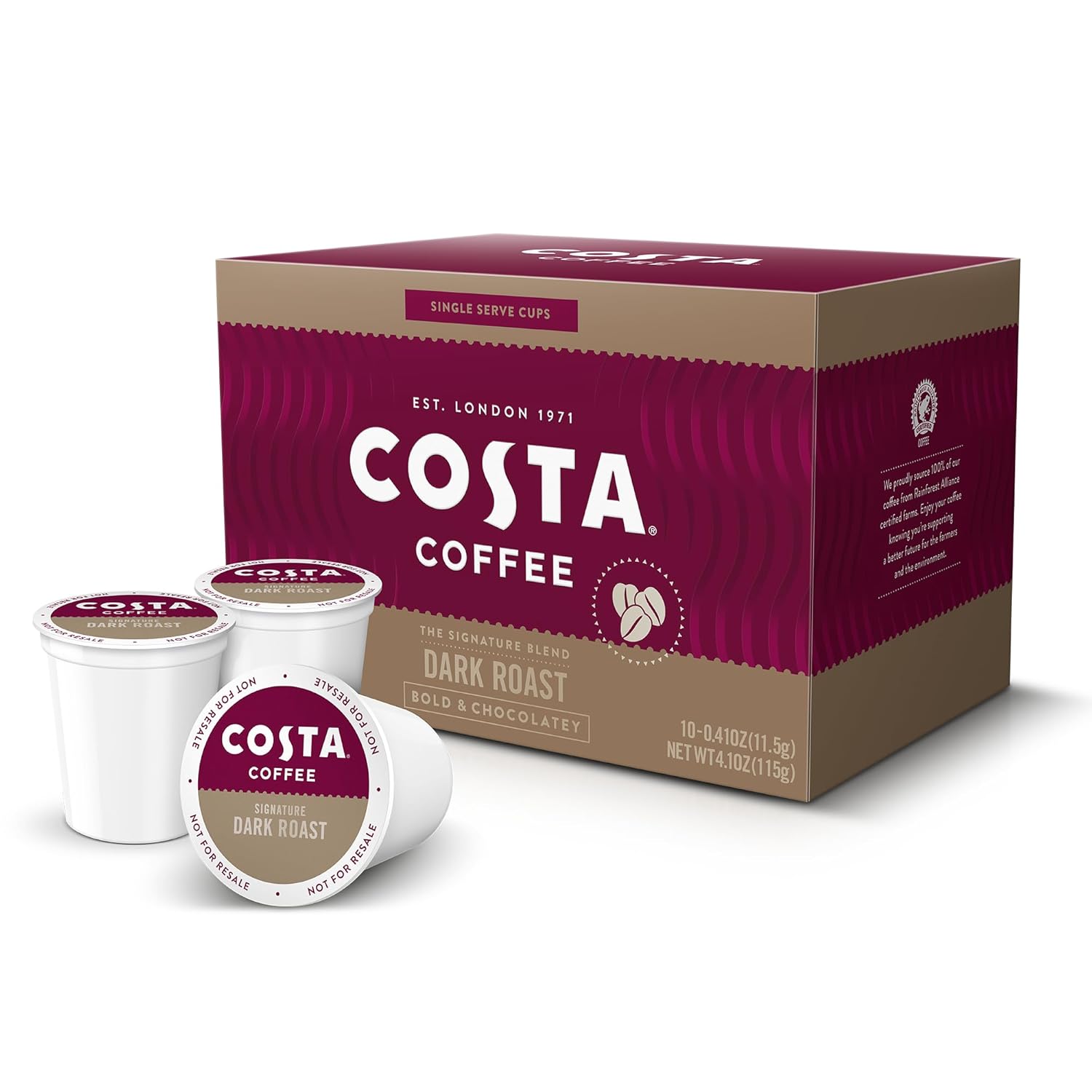 Costa Coffee Pods Medium Roast, Signature Blend, 10 Count