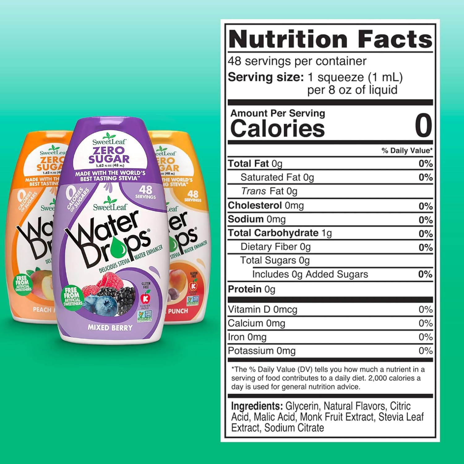 SweetLeaf Water Flavoring Drops, Variety Pack - 1.62 Fl Oz, Pack of 3 | Stevia Water Enhancer, Sugar Free, Zero Calorie Additive, Contains Monk Fruit Extract, Gluten Free, Keto Friendly