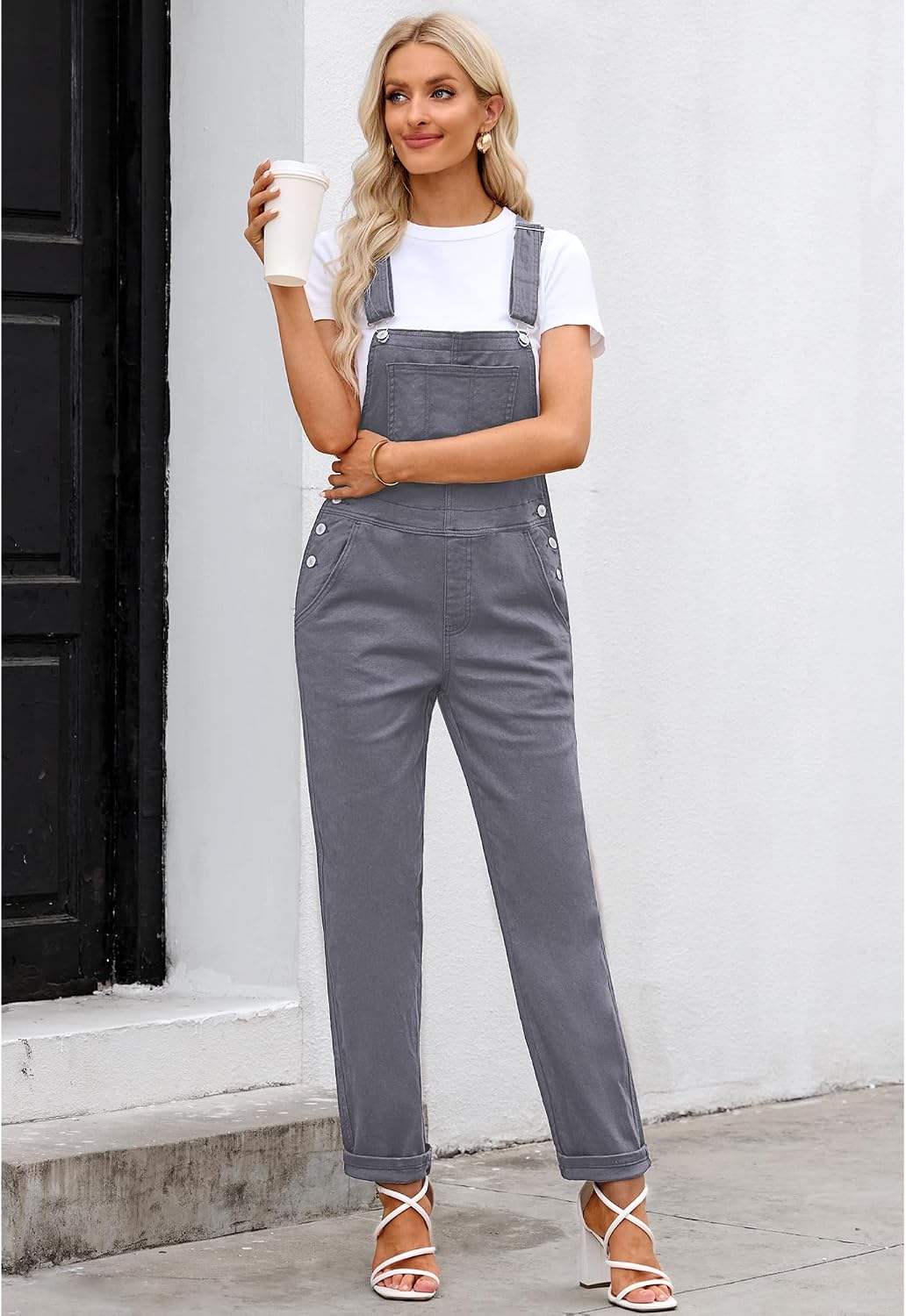 LookbookStore Denim Overalls for Women Dressy Stretch Bib Jean Jumpsuits