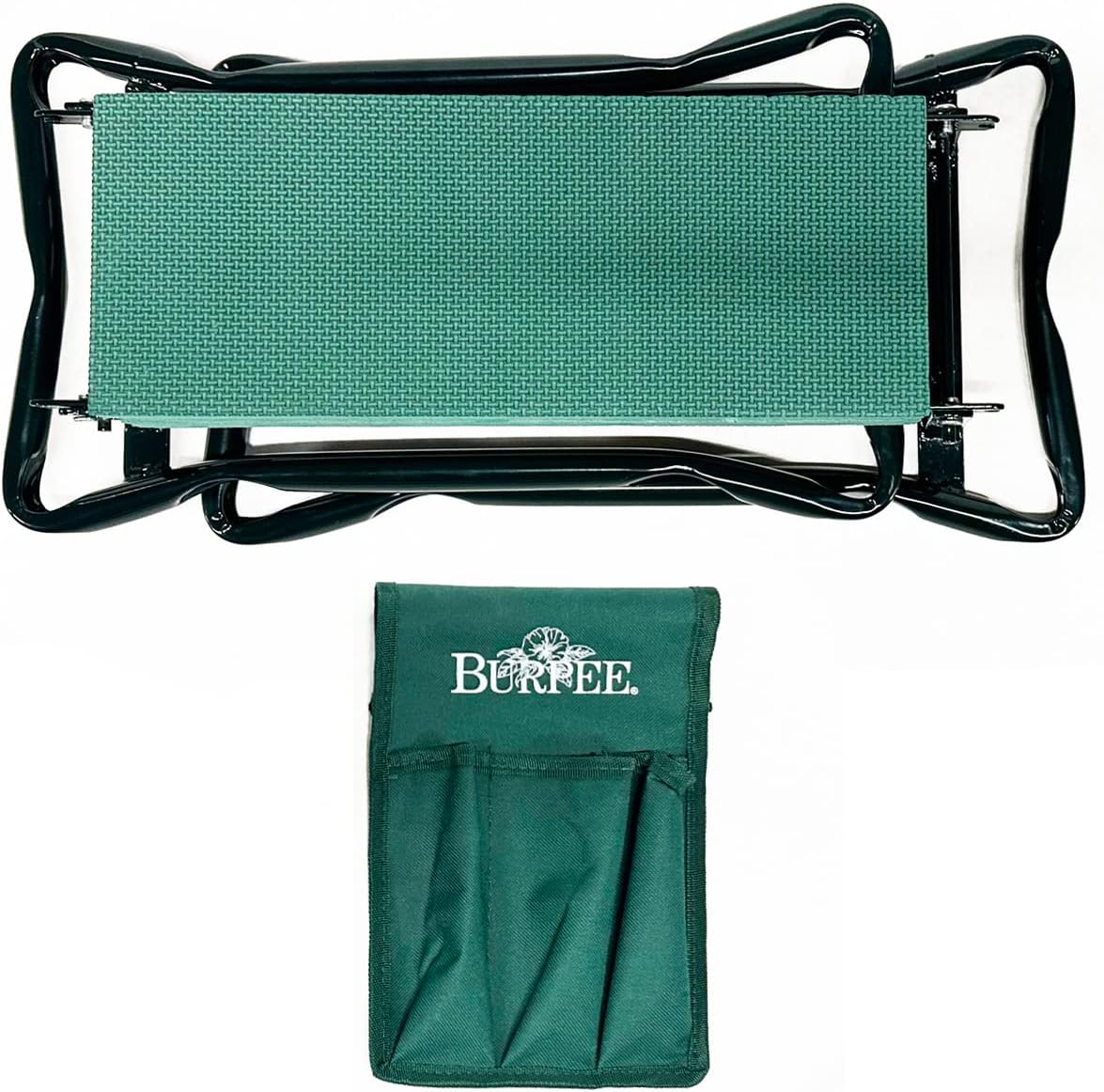 Burpee Multi-Function Garden Kneeler Seat with Padded Cushion and Detachable Tool Bag, Versatile Garden Stool with Foldable Frame