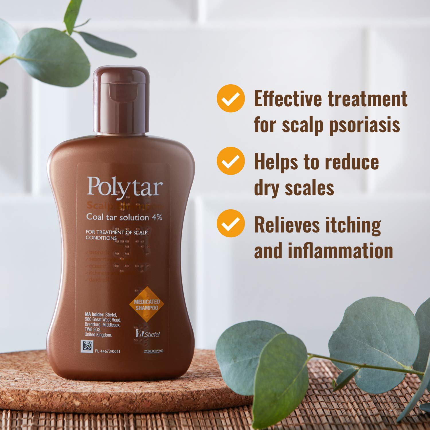 Polytar Liquid Concentrated Antiseptic Tar Medicated Scalp Cleanser Shampoo 150 Ml (Pack Of 2)