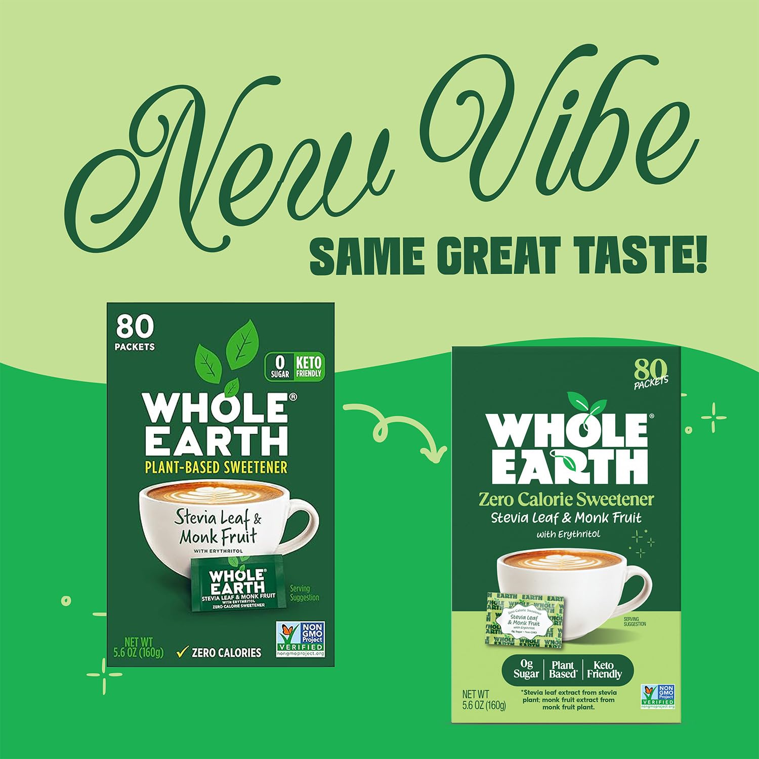 Whole Earth Sweetener Co. NATURE SWEET Stevia & Monk Fruit Sweetener, Erythritol Sweetener, Sweet Leaf Stevia Packets, Sugar Substitute, Natural Sweetener, 80 Count