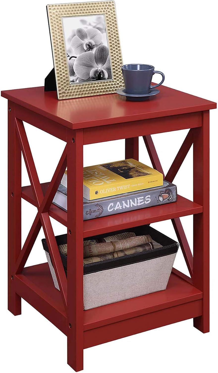 Convenience Concepts Oxford End Table 15.75" - Modern Living Room Table with Storage Shelves, Transitional Nightstand Side Table for Home Decor and Display, Espresso