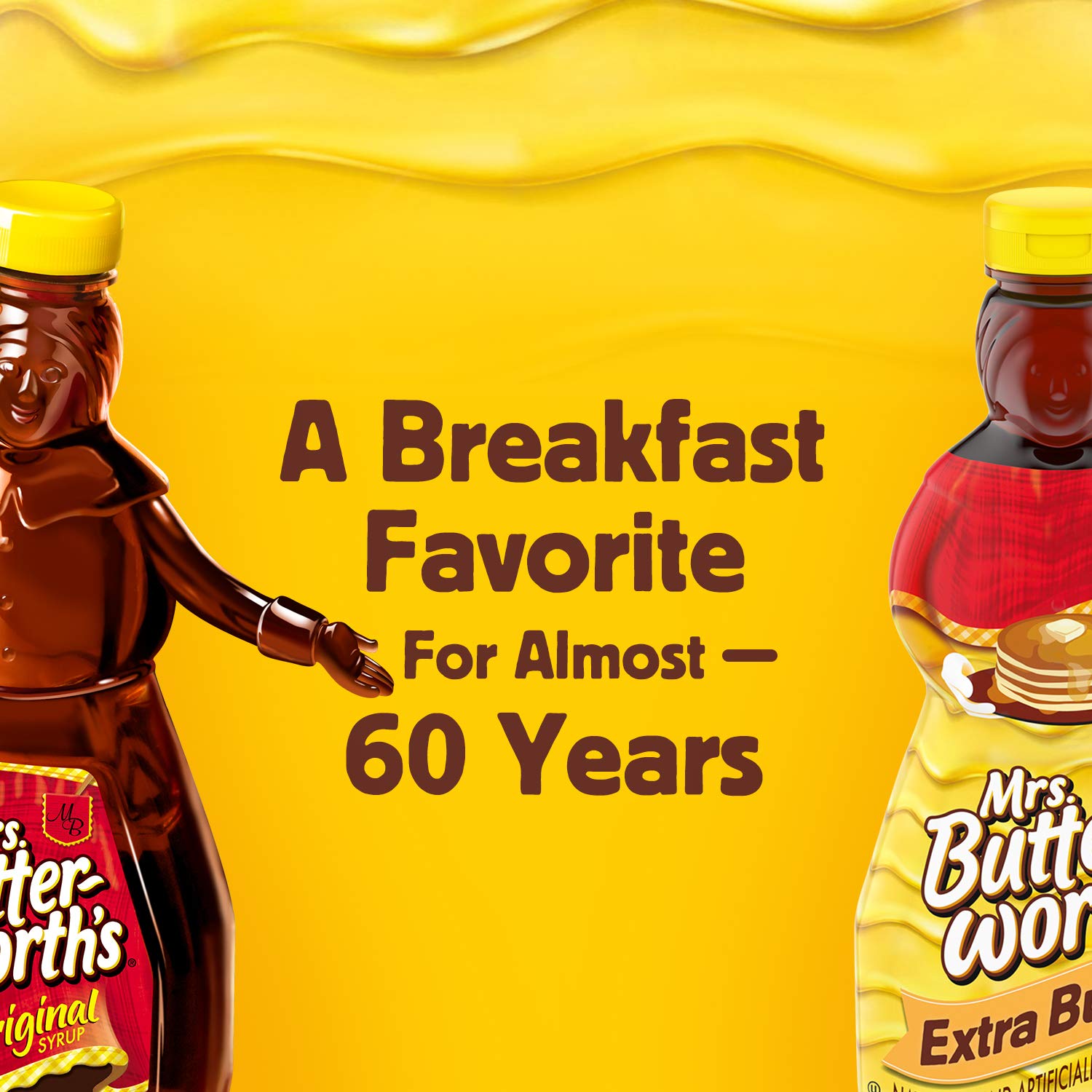 Mrs. Butterworth's Original Thick and Rich Pancake Syrup, Maple Flavored Syrup for Pancakes, Waffles and Breakfast Food, 248 Fl Oz Bottle