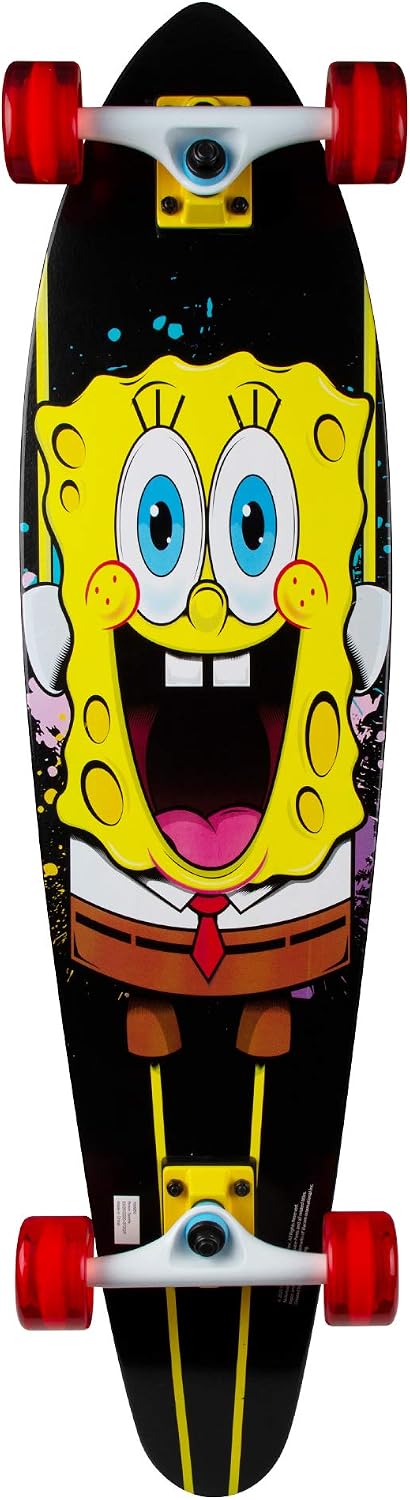 Kryptonics Spongebob 36" Longboard Skateboard – Durable Maple Deck, Smooth PU Wheels, Great for Kids, Teens & Beginners.