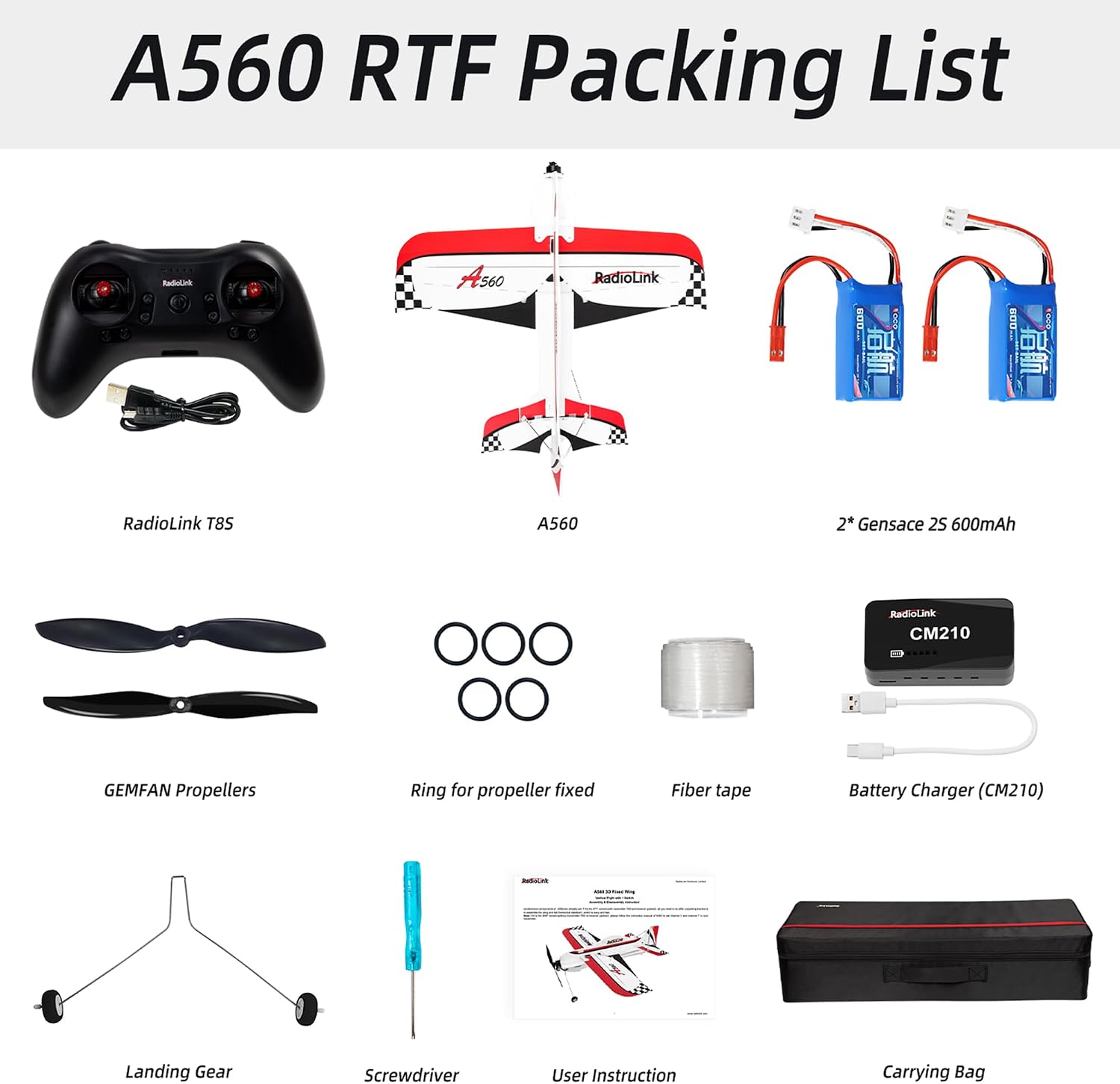 Radiolink A560 Ready to Fly (RTF) 3D Byme-A Gyro 6 Flight Modes RC Airplane