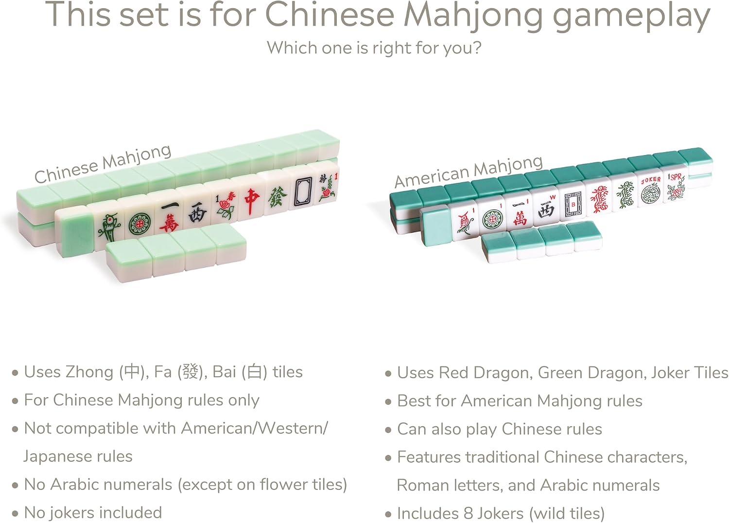 Yellow Mountain Imports Classic Chinese Mahjong Game Set, Emerald with 148 Medium-Size Translucent Green Tiles and Wooden Case