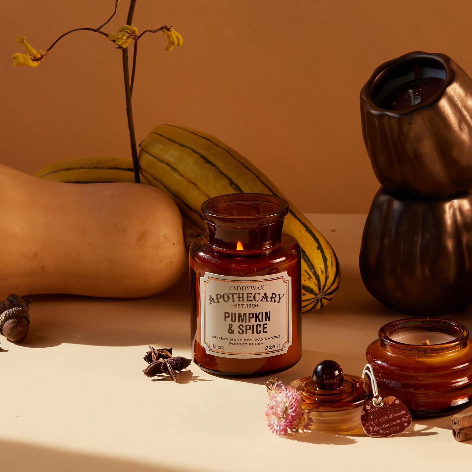 Paddywax Artisan Apothecary Scented Candle, Tobacco & Patchouli, 8 oz | With Lid, Reusable Glass Jar, Clean Burning Soy Candle, Approx. 54 Hour Burn Time