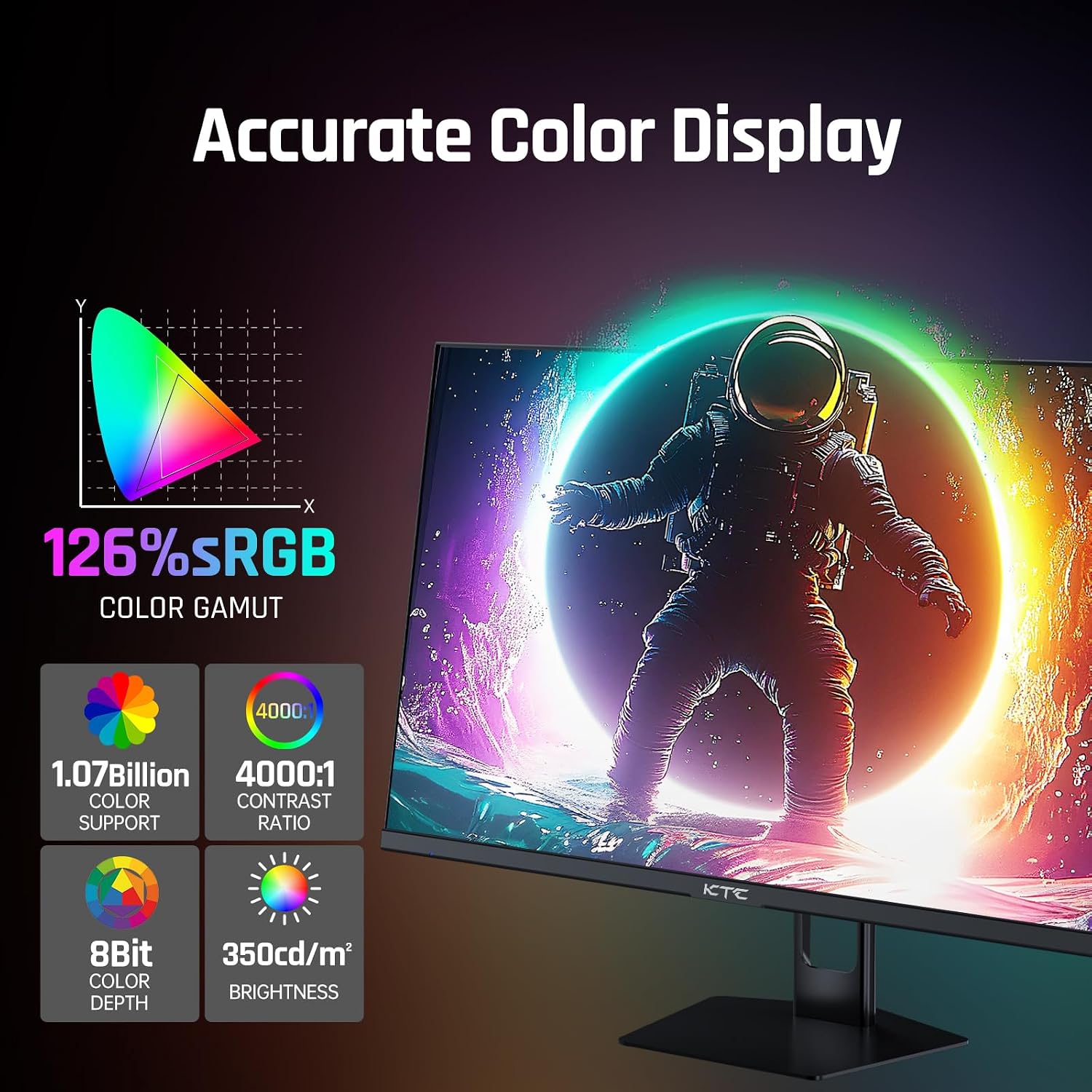 KTC 24.5 Inch Gaming Monitor, 180Hz OC 200Hz Monitor FHD, Fast IPS, H25T7 | 1080P Monitors 1ms, 128% sRGB HDR10, Adaptive Sync, HDMI DP, VESA Tilt Adjustable for Xbox PS5 Switch, HDMI Cable Inc.