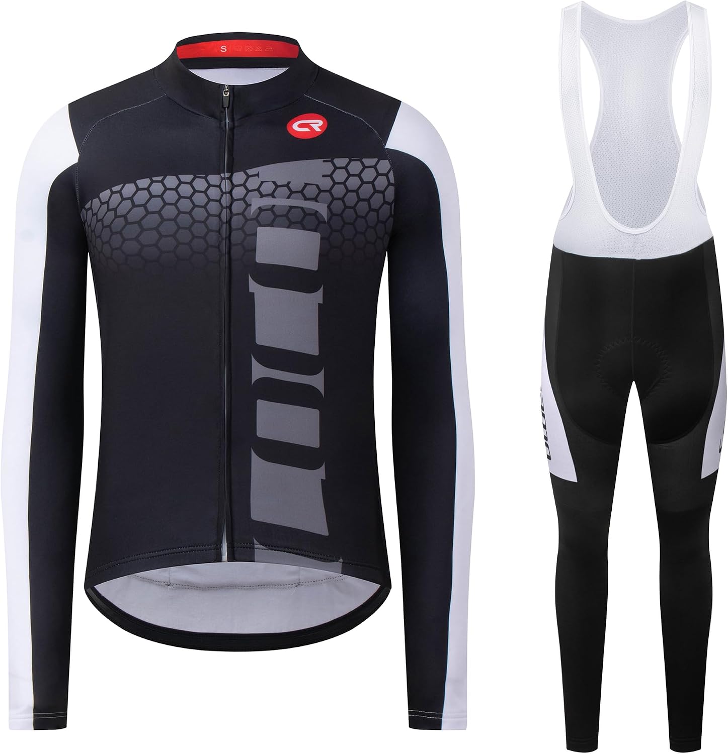 Coconut Ropamo CR Men's Cycling Clothing Set Long Sleeve Cycling Jersey Zipper Pocket Bike Outfit Cycling Bib Pants 3D Padded