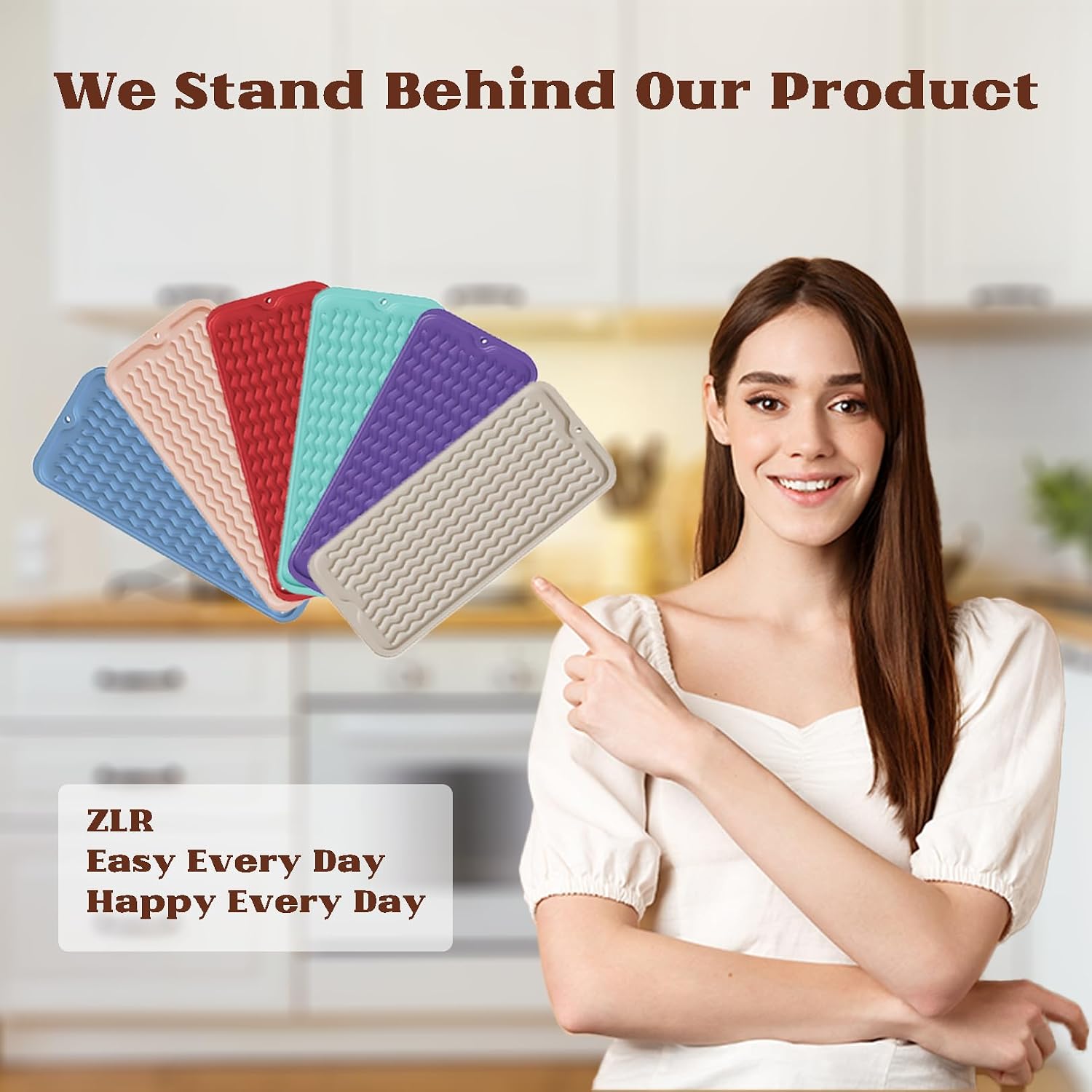 ZLR Silicone Dish Drying Mat for Kitchen Counter, Eco-Friendly Fast Dry Dish Mat, Easy Clean Multi Usage Drying Matt, Heat Resistant Trivet