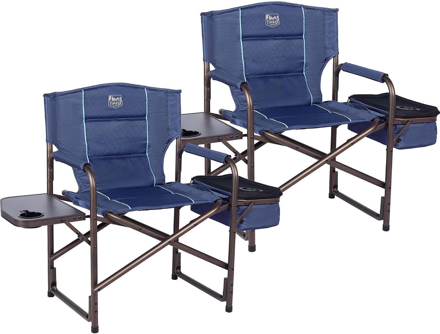 TIMBER RIDGE Lightweight Camping Chair, Portable Laurel Director's Chair with Foldable Side Table, Cooler Bag & Mesh Pocket, Compact Outdoor Folding Lawn Chair, Supports 300lbs, Grey