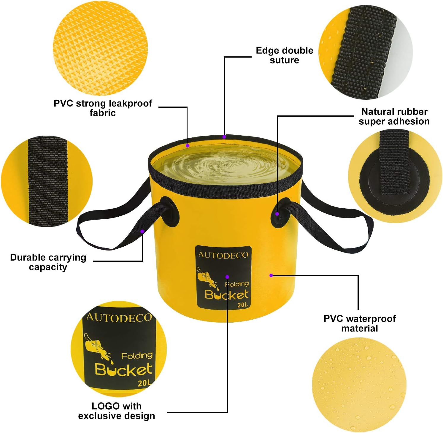 Collapsible Bucket 5 Gallon Container Folding Water Bucket Portable Wash Basin 20L