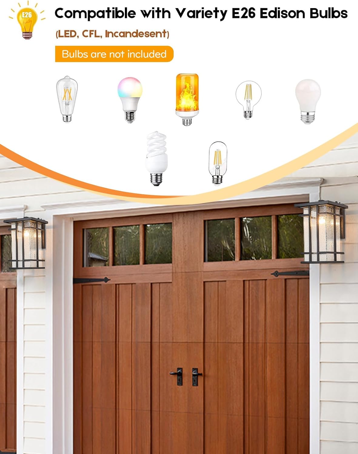 Rustic Dusk to Dawn Outdoor Wall Light Fixture 13.8"H Waterproof Exterior Wall Sconces Black Metal with Seeded Glass Sensor Outdoor Wall Lantern for