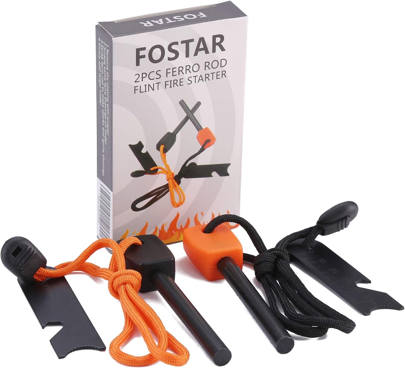 FOSTAR Ferrocerium Alloy Rod Fire Starter, 5/16 Inch Thick Waterproof Fire Steel, Bushcraft Ferro Rod with Easy Grip Handle