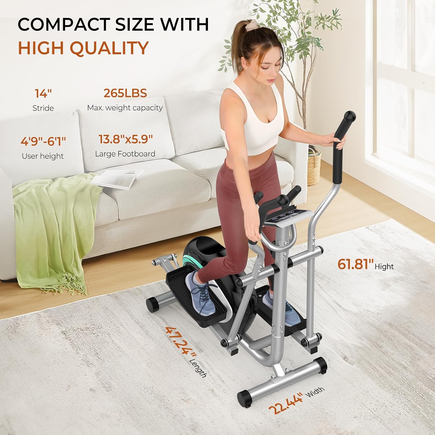 Dripex Elliptical Exercise Machine, Elliptical Machine for Home with 16 Resistance Levels, Quiet & Smooth Magnetic Elliptical Training Machines with 13.2 lb Flywheel, LCD Monitor & Pulse