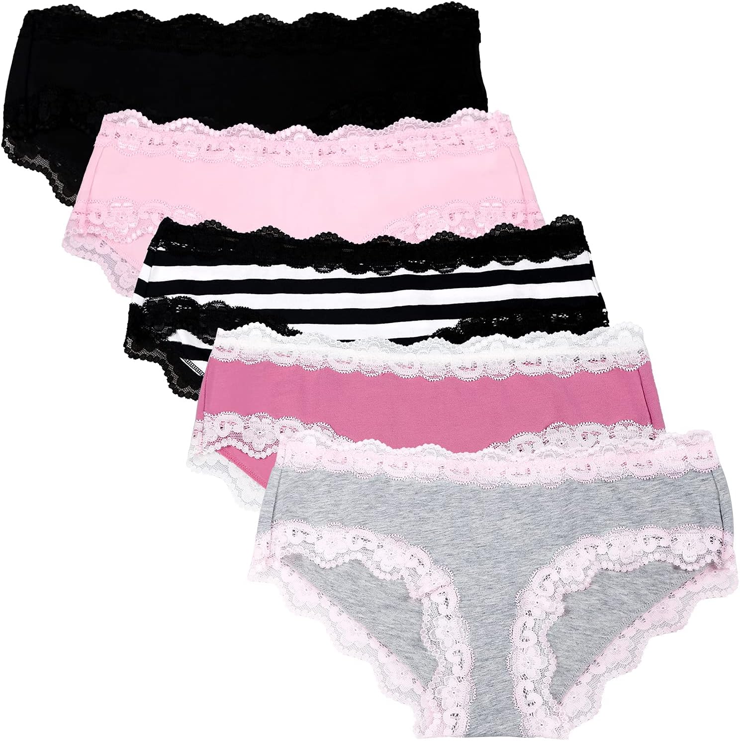 Women’s Underwear Soft Breathable Cotton Brief Ladies Panties 5-Pack