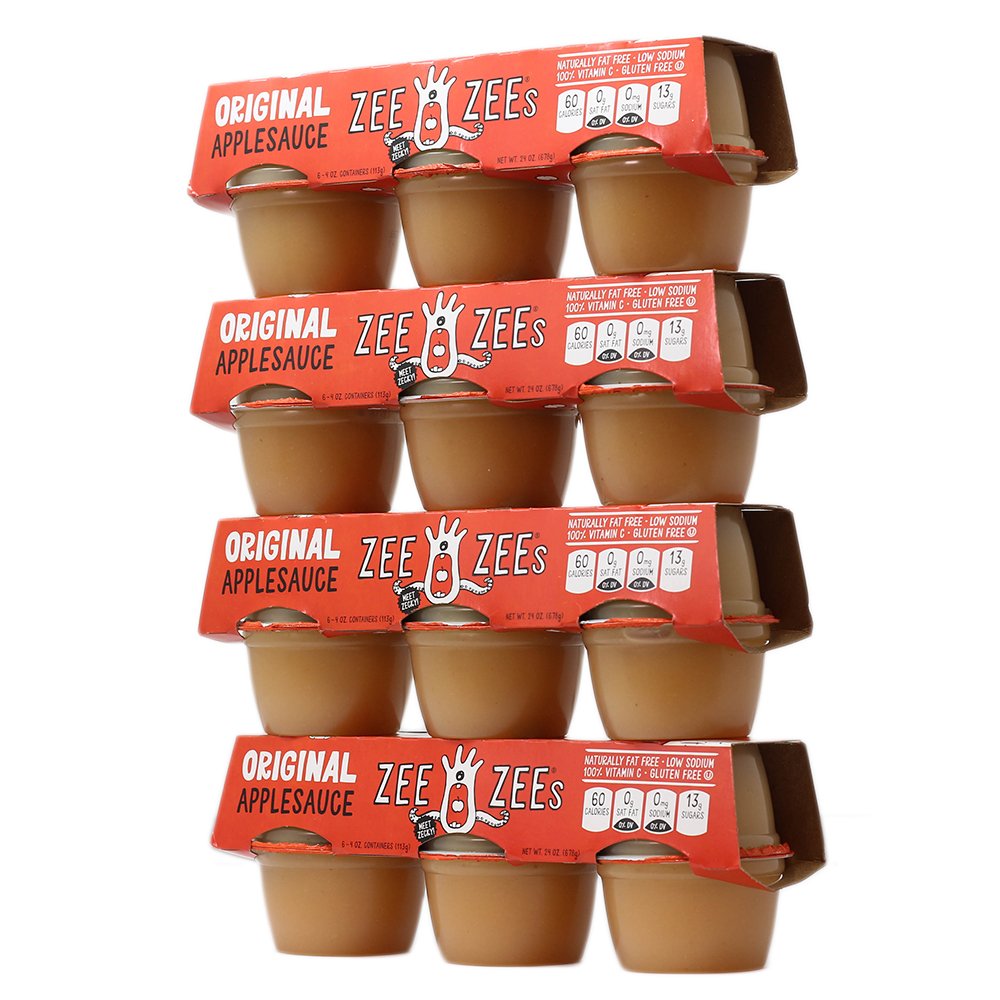 Zee Zees Mango Peach Applesauce Cups, Unsweetened, All Natural, No Sugar Added, 4 oz Cups, 24 pack