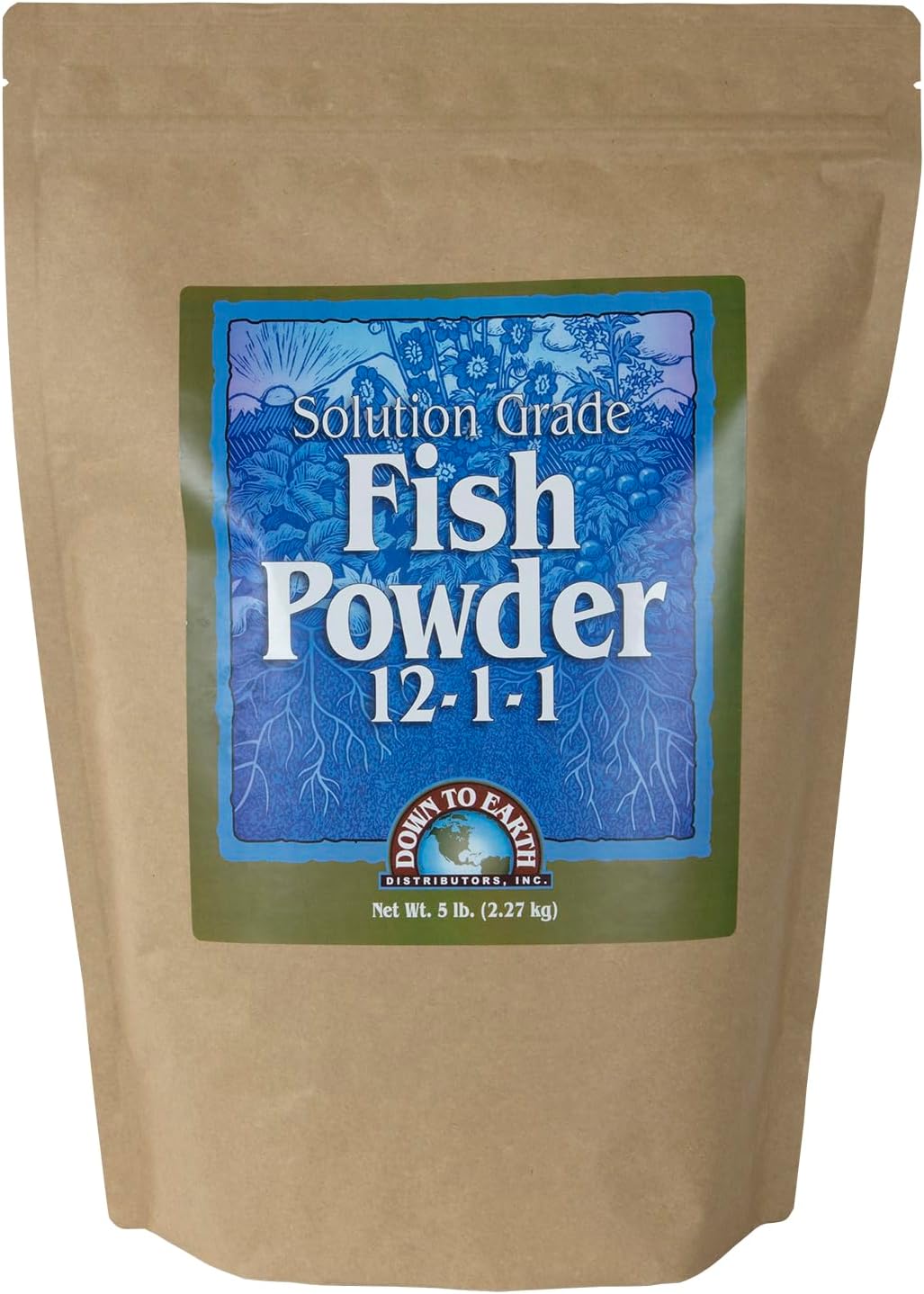 Down To Earth All Natural Fertilizers Solution Grade Fish Powder - 1 lb | Organic Water Soluble Nitrogen, Makes up to 50 Gallons of Liquid Fish Fertilizer for Soil or Foliar Spray 12-1-1