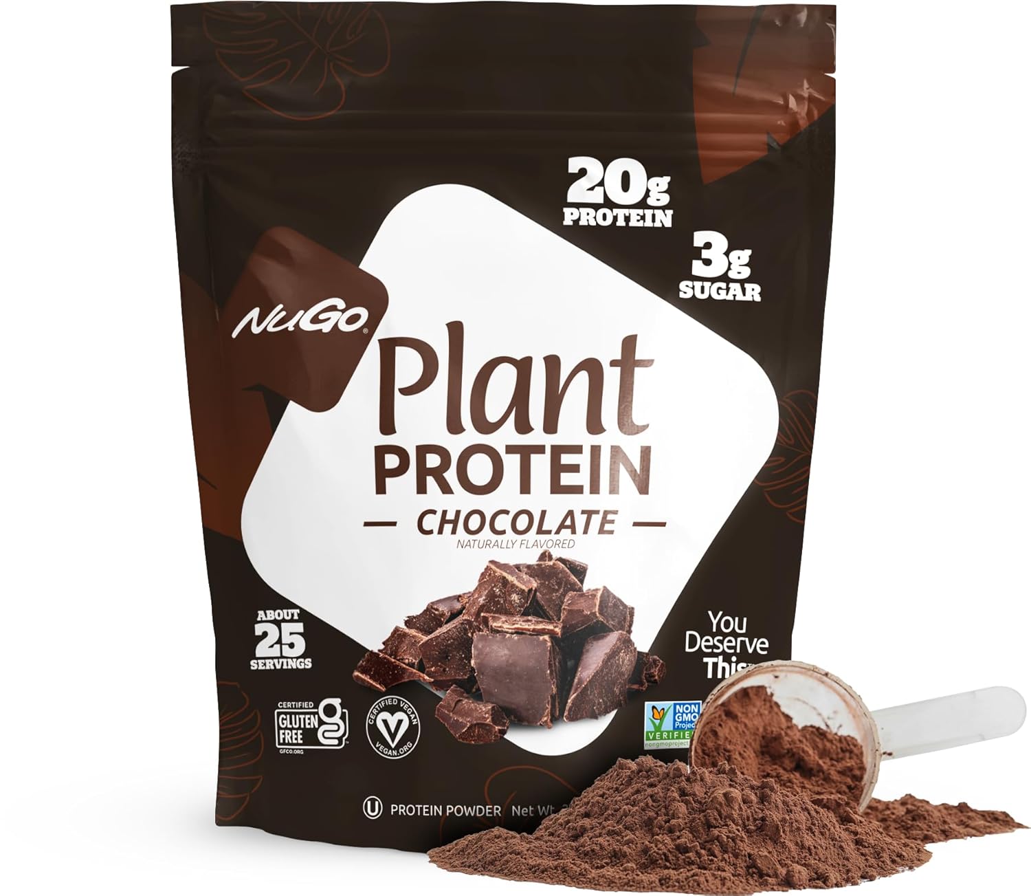 NuGo Dark, Mint Chocolate Chip, 13g Vegan Protein Bar, Gluten Free, 24 CT