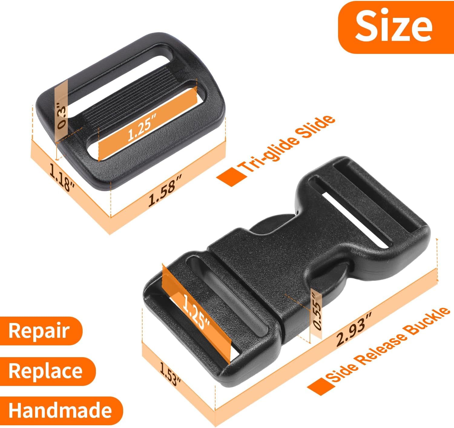 BEYOURD Buckles and Straps Set 1": 6 Yards of Thick Nylon Webbing, 6-Pack Heavy Duty Adjustable Quick Side Release Plastic Buckles