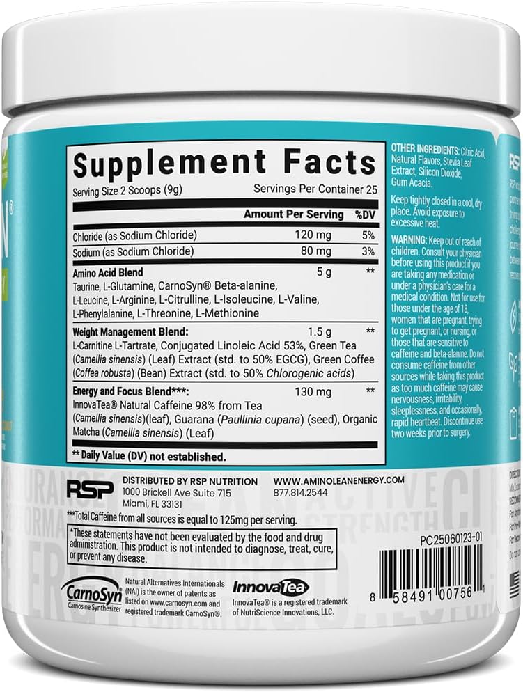 AminoLean Natural Pre Workout Powder - Amino Energy with Vegan Amino Acids