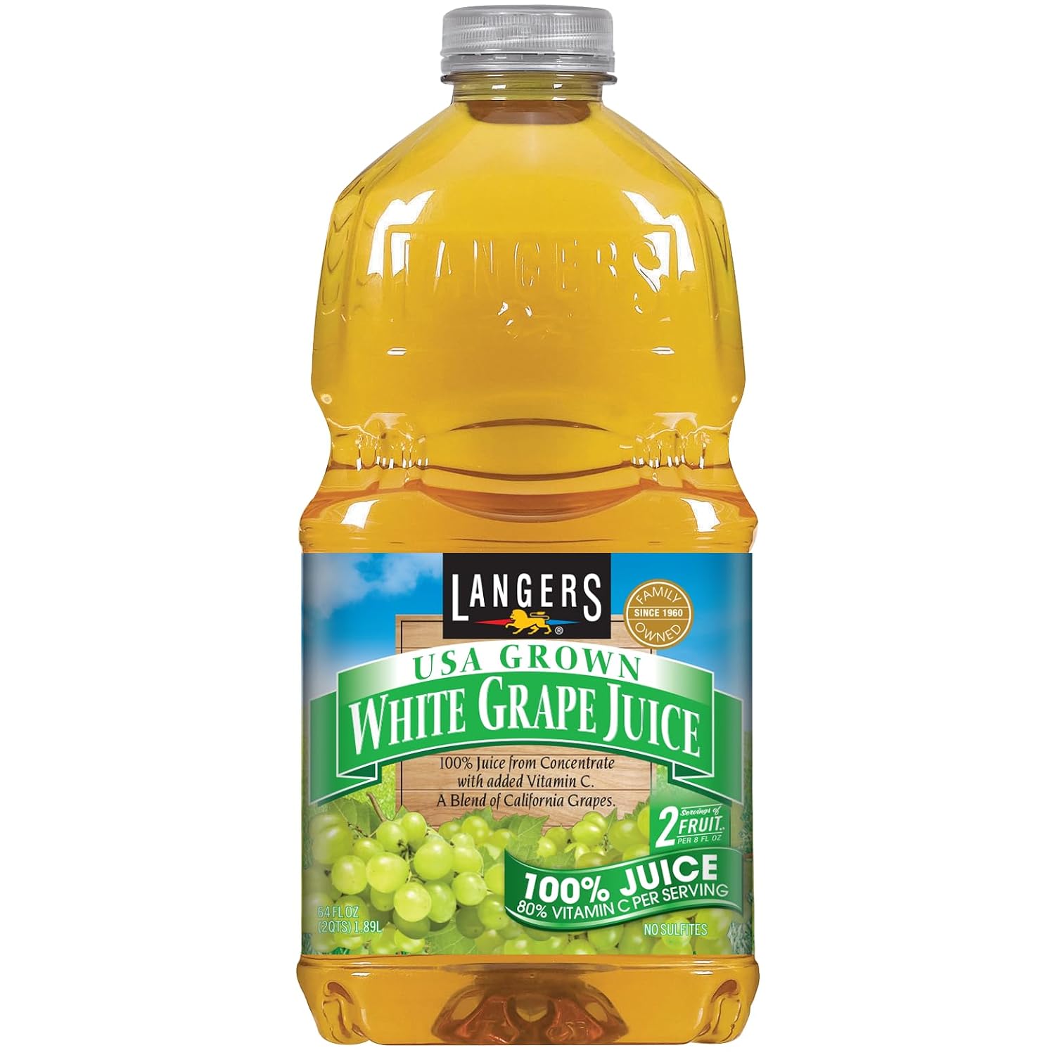 Langers 100% USA Grown Juice, Concord Grape, 64 Fl Oz (Pack of 8)