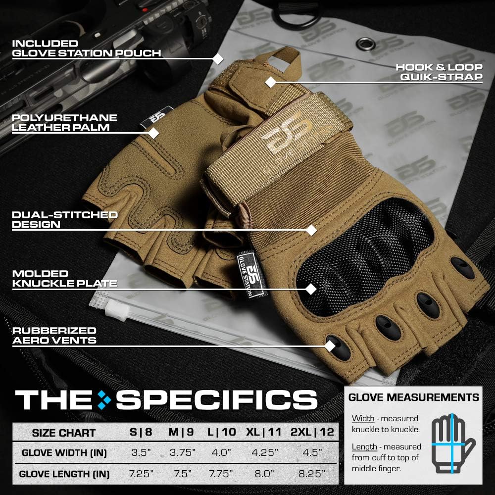 Glove Station Fingerless Knuckle Motorcycle Gloves, TACHK200