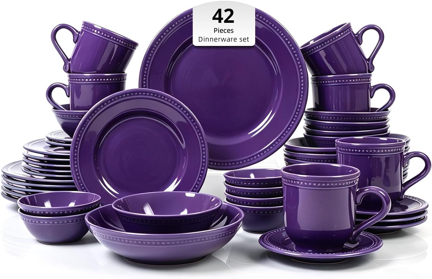 HomeVSS 20-Piece Pearl Dots Stoneware Dinnerware Set, Pink, Service for 4