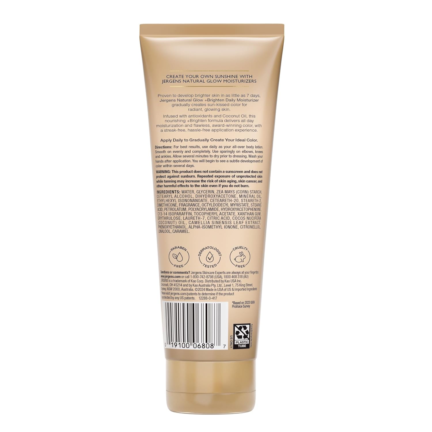Jergens Natural Glow Self Tanner Body Lotion, Sunless Tanning, Medium to Deep Skin Tone, Daily Moisturizer with Coconut Oil, Vitamin E and Antioxidants, 7.5 Oz | Sunless Tanning, Daily Moisturizer, Coconut Oil, Vitamin E & Antioxidants, Gradual Color Dev…