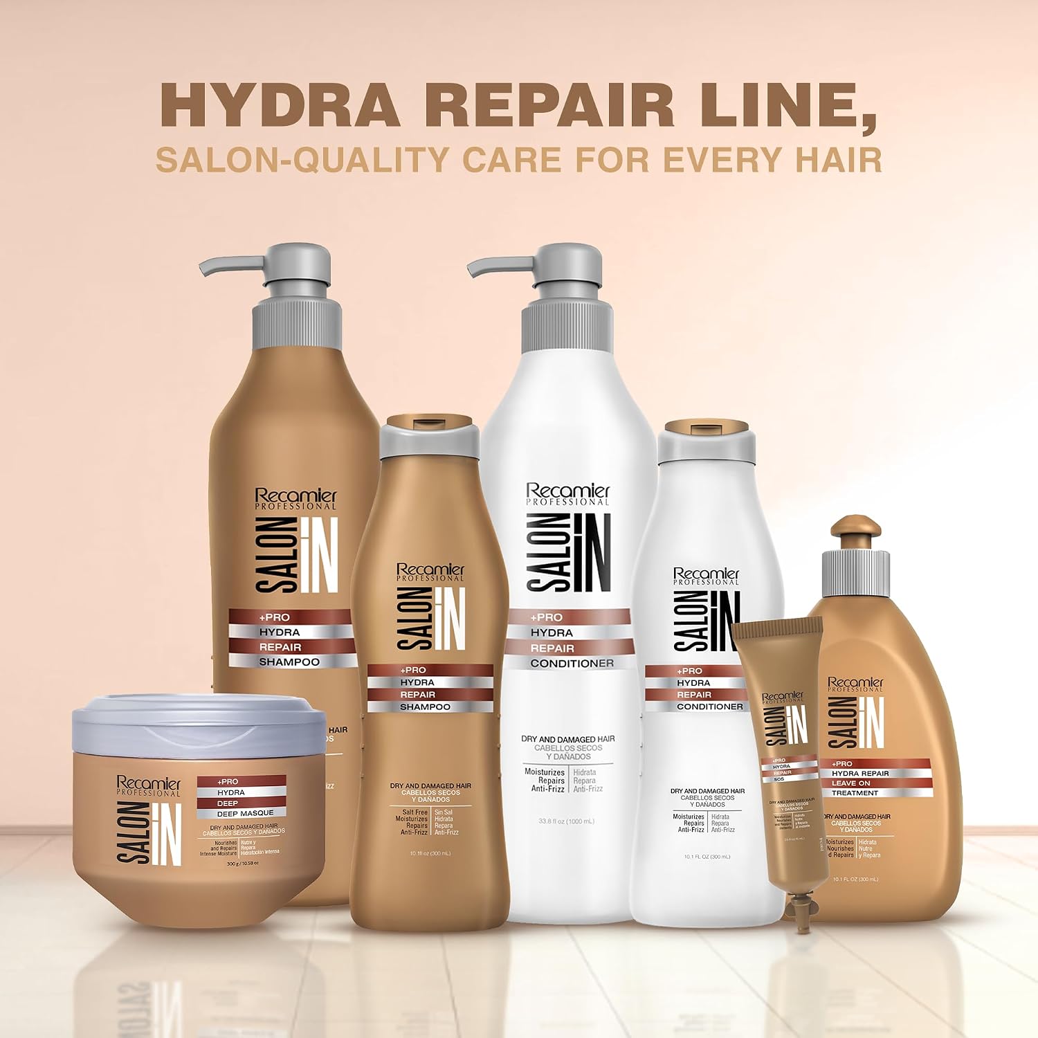 Salon In by Recamier - | Hydra Repair Hair Shampoo | Moisturizing & Strengthening for Dry, Damaged Hair | 10.1.fl.oz / 300 ml