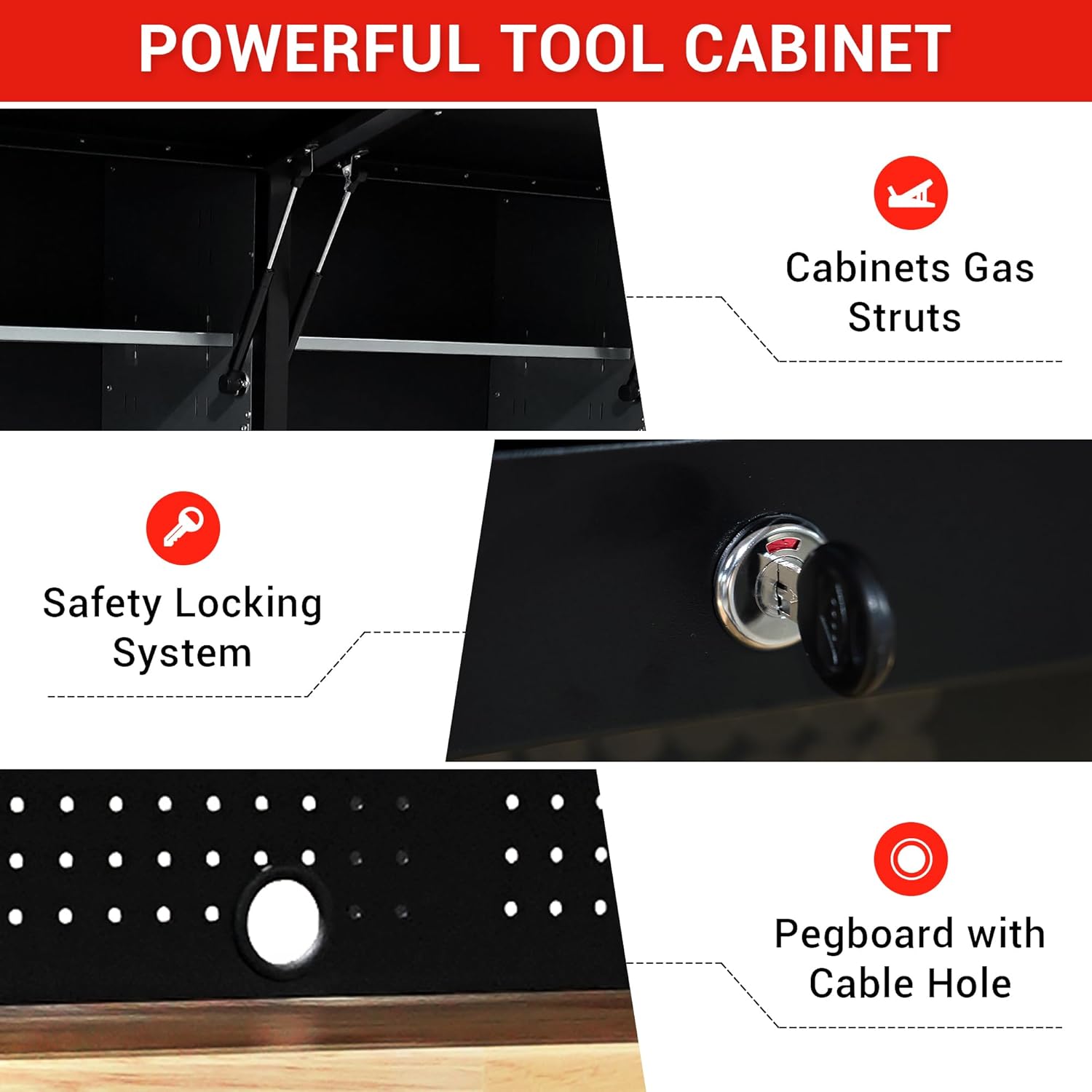 72-inch Tool Chest Cabinet Rolling Garage Workbench with 15 Storage Drawers and Wheels, 3 Upper Cabinet, Pegboard, Steel Large Tool Box,Matte Black