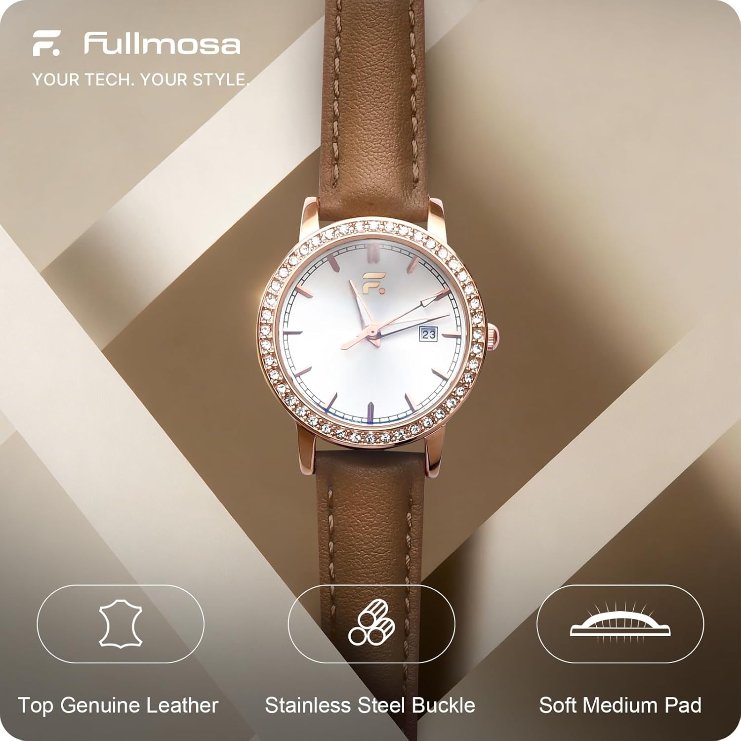 Fullmosa 22mm Quick Release Leather Watch Band for Garmin Samsung Galaxy | Strap for Garmin Vivoactive 4 45mm,Garmin Venu 4(45mm)/Venu 3/Venu 2,Samsung Galaxy Women Men, Red&Silver Buckle