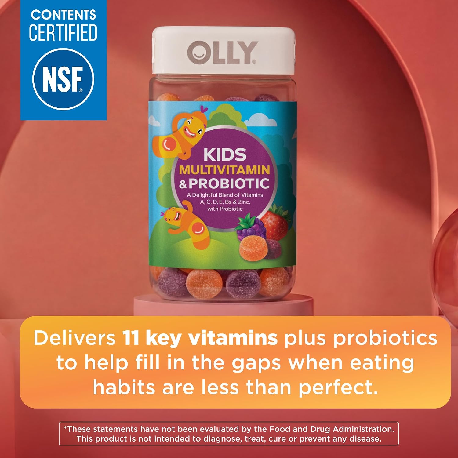 OLLY Kids Multivitamin & Probiotic Gummy, Digestive Support - 70 Count