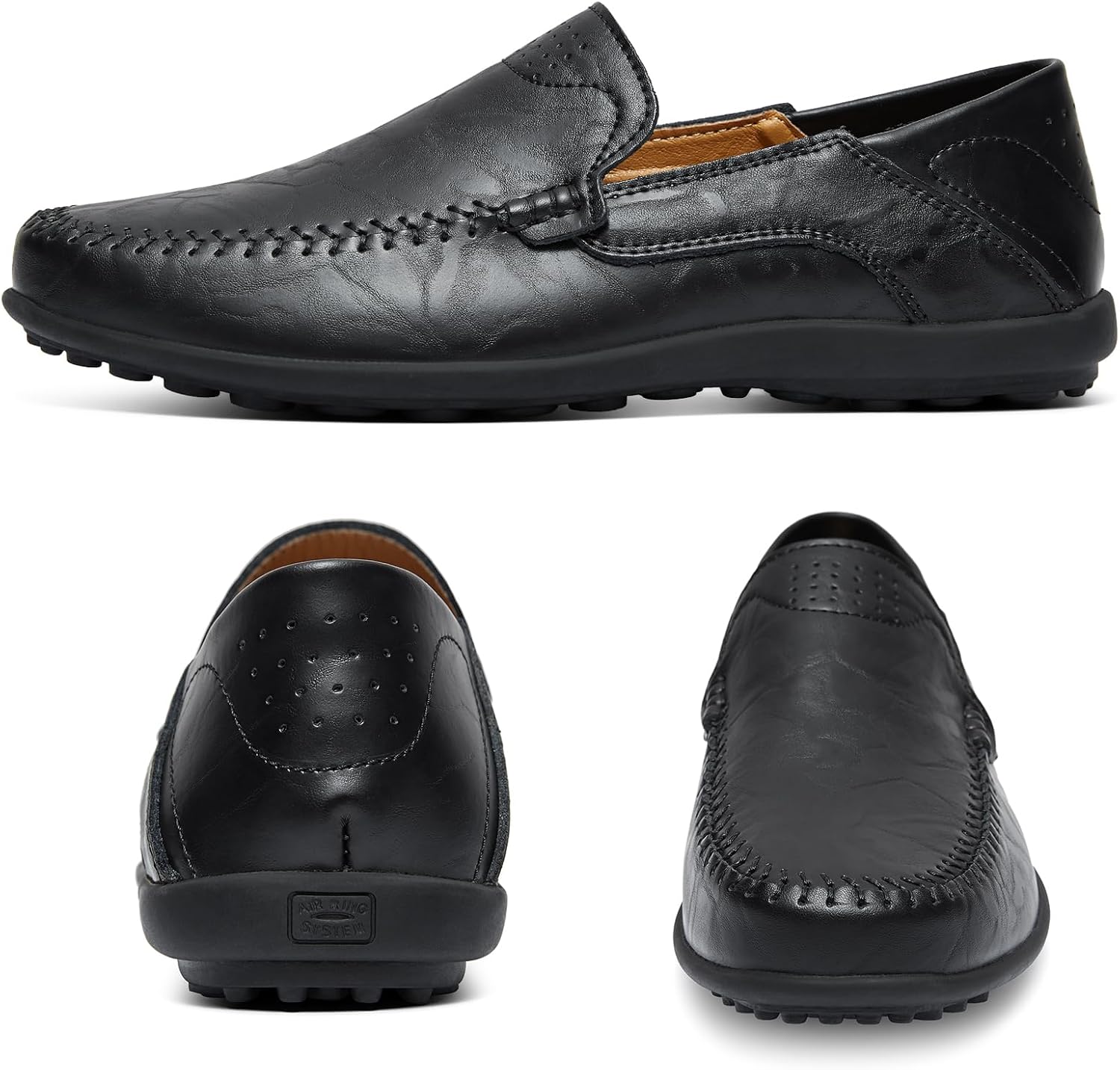 Go Tour Men's Premium Genuine Leather Casual Slip on Loafers Breathable Driving Shoes Fashion Slipper