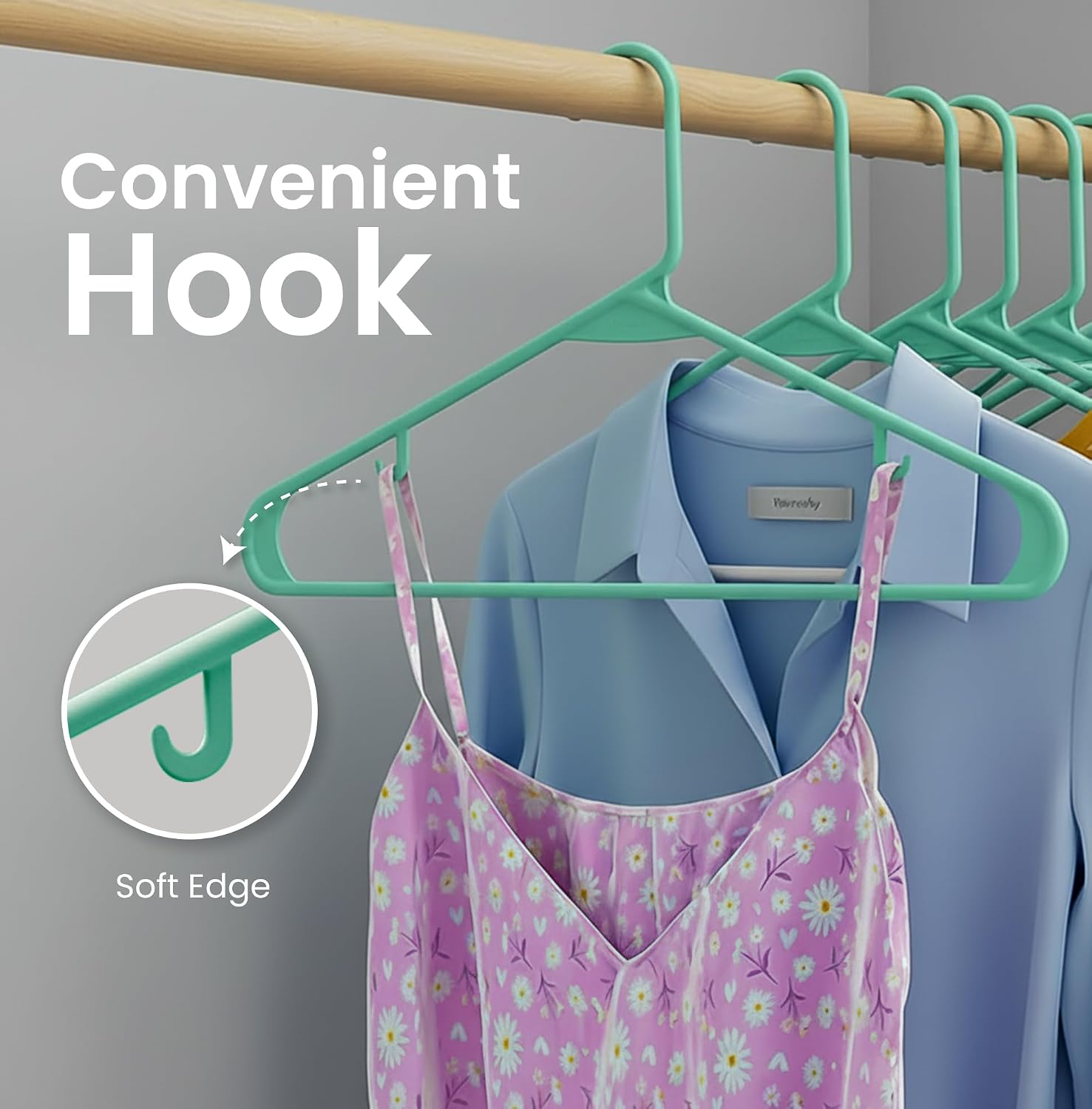 Utopia Home Plastic Hangers 50 Pack – Built-in Strap Hooks Black