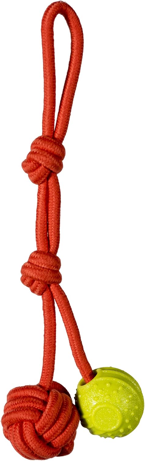 Chase 'n Chomp Oscar Fetch-Tug Rope Dog Toy with Rope & TPR Ball, Small