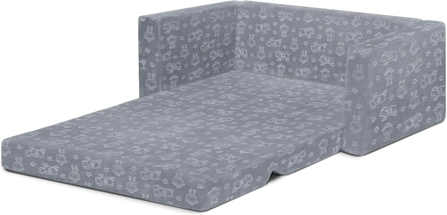 Delta Children - Serta Perfect Sleeper Kids 2-Seater Sofa, Convertible 2-in-1 Flip Open Toddler Couch Sleeper, Foam Chair for Playroom & Bedroom