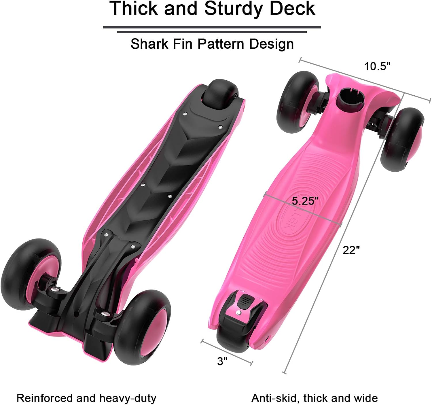 Allek Kick Scooter B03, Lean 'N Glide 3-Wheeled Push Scooter with Extra Wide PU Light-Up Wheels