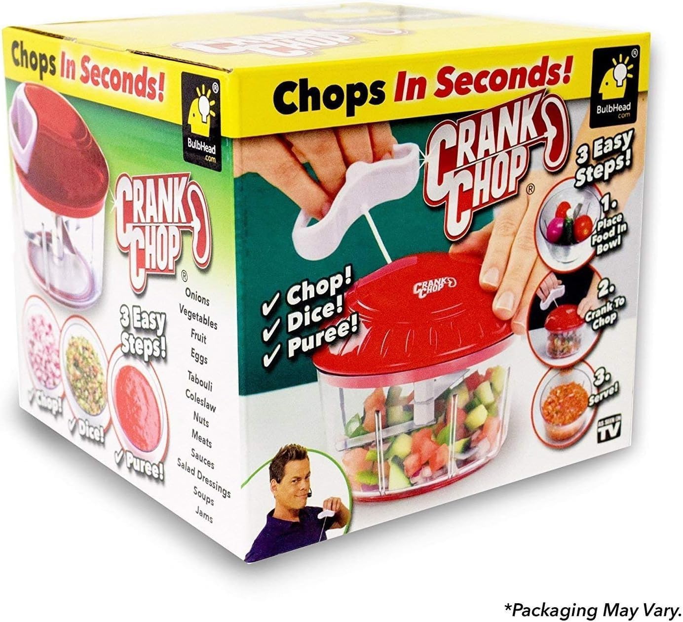 Food Chopper and Processor Original - Chop Dice Puree Vegetables Onions Tomatoes Garlic Meats and Nuts in Just Seconds for Delicious Meals - Perfect